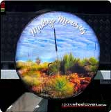 Outback photo and Making Memories wording on a caravan spare tyre cover