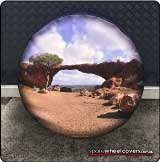 Bright and vibrant photos look great on custom spare tyre covers for caravans.