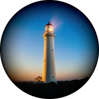 Lighthouse with a beautiful glowing blue sky printed on your spare tyre cover.