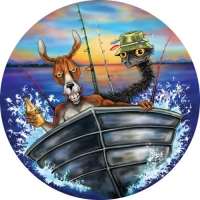 Spare Tyre Cover with Aussie Mates Fishing in Boat