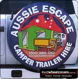 Aussie Escape Campers custom spare wheel cover design.
