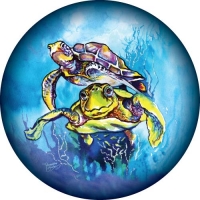 Turtles swimming in the ocean painted on spare wheel cover design