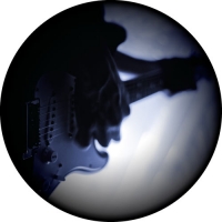 Spare tyre cover design for the musician or guitarist. Cool image of musician playing a Fender Stratocaster.