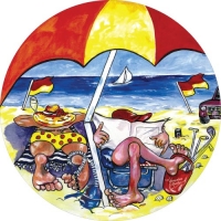 Beach Bums - A colourful beach scene on your spare wheel cover