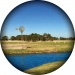 Spare tyre cover with scenic photo of a farm windmill with cattle and hay bales in the distance