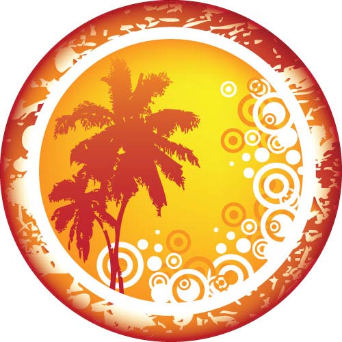 Spare wheel cover with peaceful golden palm fantasy sunset