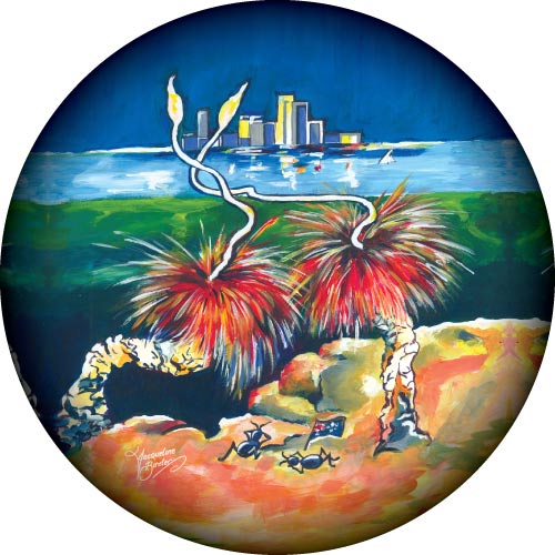 Grass Trees with Perth city in the background spare tyre cover design