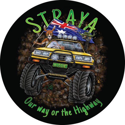 Straya 4x4 illustration on your 4wd spare tyre cover.