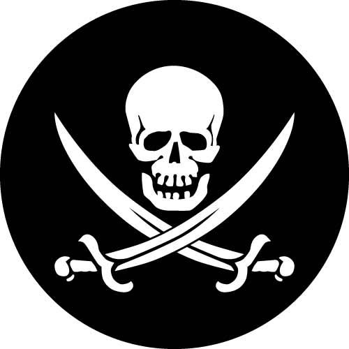 Jolly Roger Spare Tyre Cover Design. Skull with two swords on your spare tyre cover.