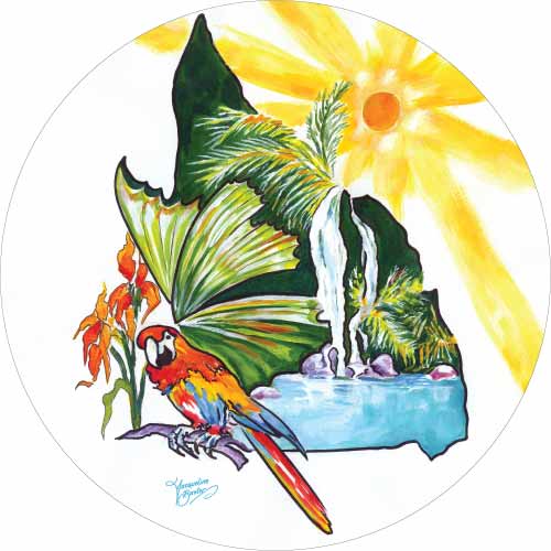 Spare Tyre Cover with a bright and colourful painting for lovers of Queensland!
