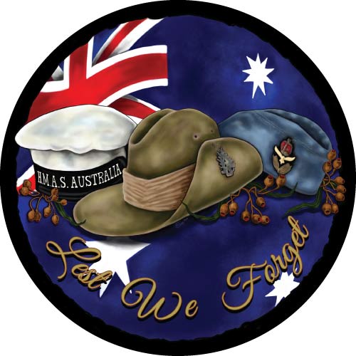 Lest We Forget - Australian Army, Navy and Air Force Spare Tyre Cover Design